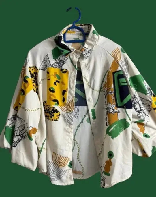 Womens Tops with Green and Yellow Print  Adomoo