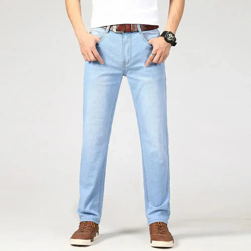 Withinlee Men's Light Blue Business Jeans – Classic Stretch Denim Trousers  Adomoo