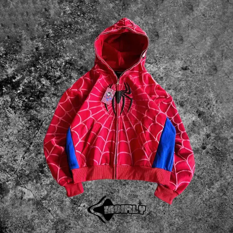 Y2K Spider Web Red Hoodie Sweatshirt - Harajuku Punk Grunge Women's Hip Hop Hoodie  Adomoo