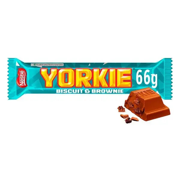 Yorkie DUO Biscuit & Brownie Flavour Milk Chocolate Bar 66g (Case of 24)  Adomoo