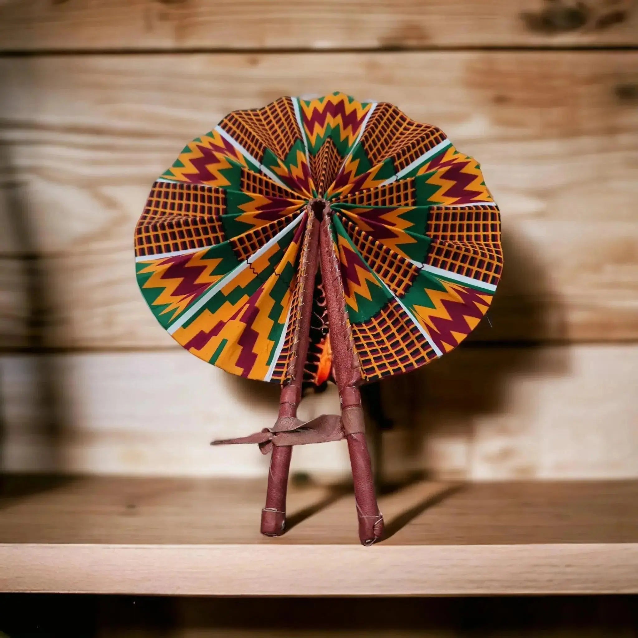 Authentic Leather Kente Fan  Adomoo