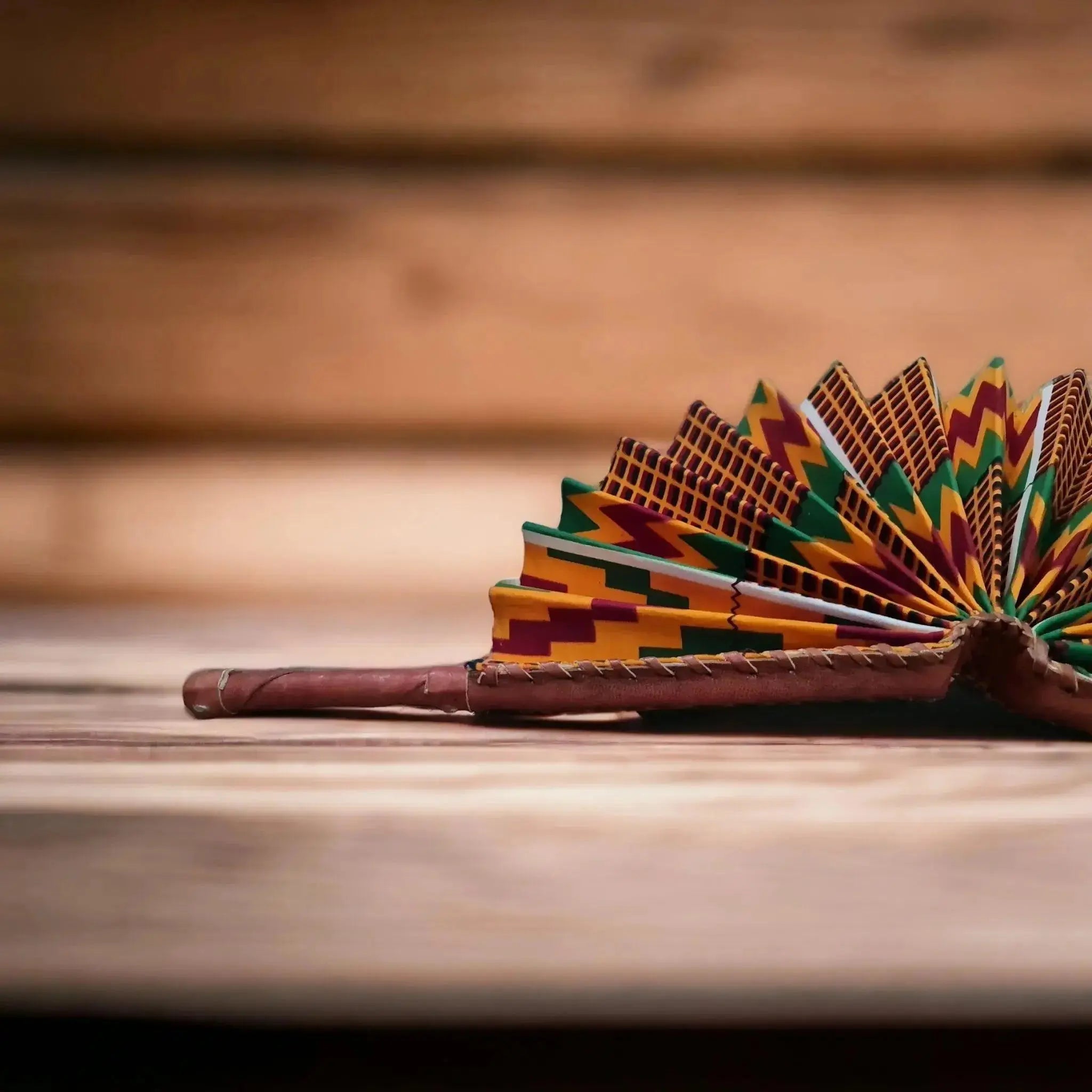 Authentic Leather Kente Fan  Adomoo