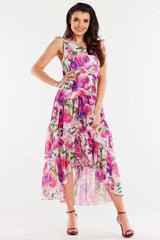 awama chiffon daydress with elastic lining, decorated at the bottom with two ruffles,  Adomoo
