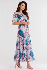 awama long chiffon dress with elastic lining  Adomoo