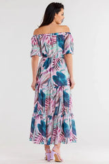 awama long chiffon dress with elastic lining  Adomoo