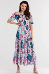 awama long chiffon dress with elastic lining  Adomoo