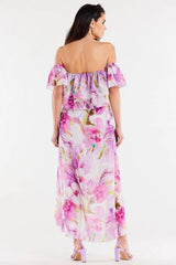 awama long, asymmetrical chiffon skirt with elastic lining  Adomoo