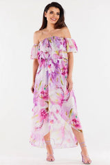 awama long, asymmetrical chiffon skirt with elastic lining  Adomoo