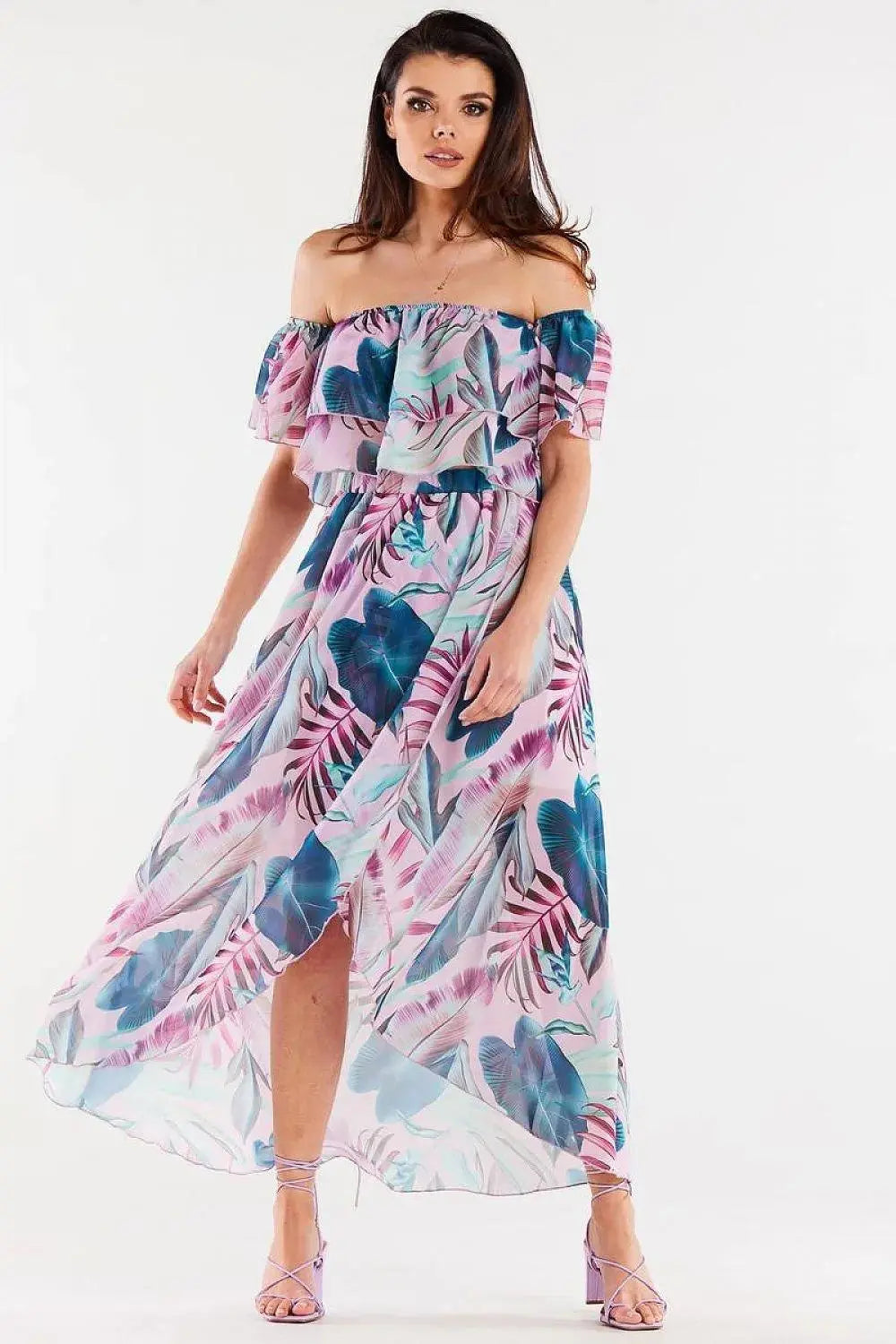 awama long, asymmetrical chiffon skirt with elastic lining  Adomoo