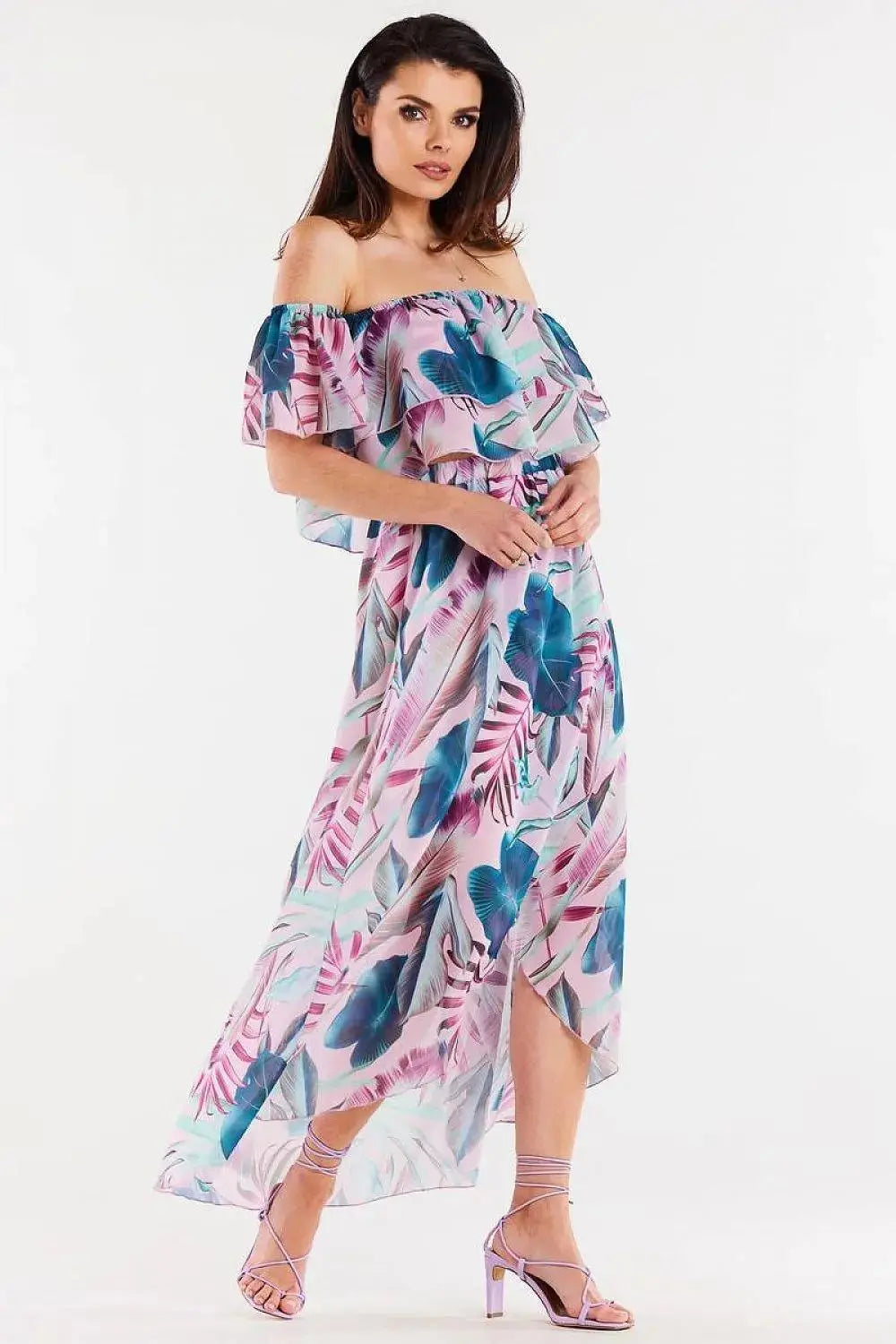 awama long, asymmetrical chiffon skirt with elastic lining  Adomoo