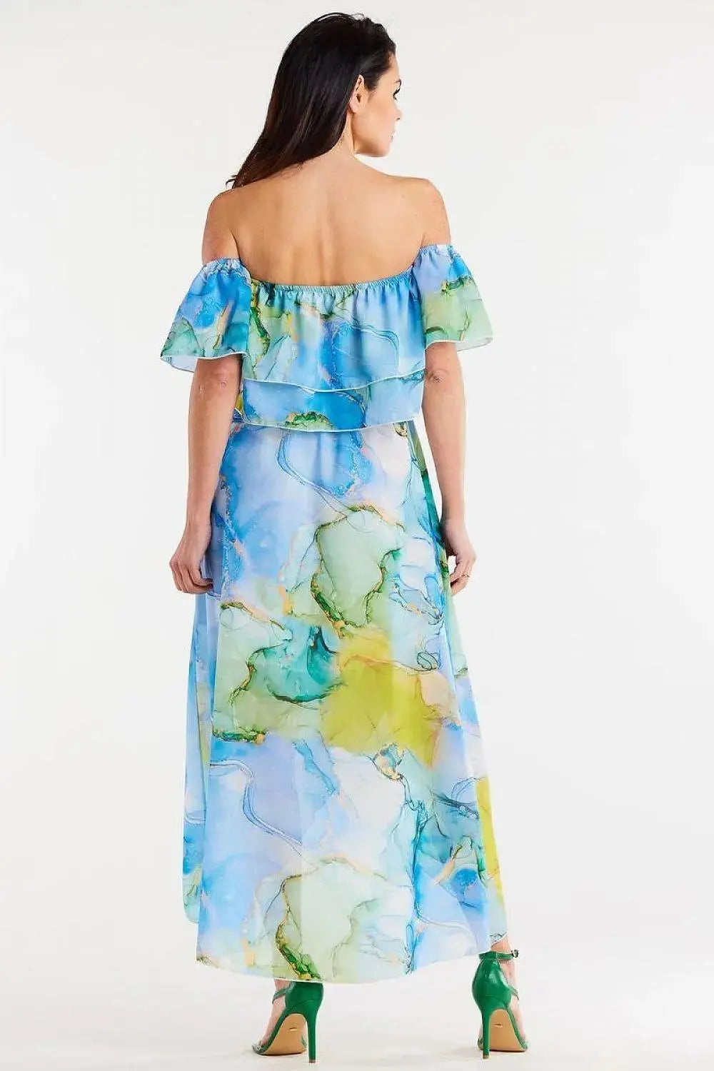 awama long, asymmetrical chiffon skirt with elastic lining  Adomoo