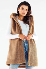 awama pleasant material warm hooded vest with pockets  Adomoo