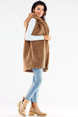 awama pleasant material warm hooded vest with pockets  Adomoo
