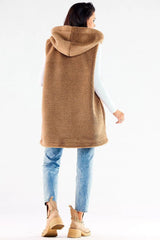 awama pleasant material warm hooded vest with pockets  Adomoo