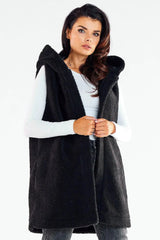 awama pleasant material warm hooded vest with pockets  Adomoo