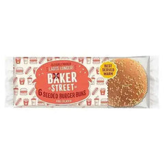 Baker Street 6 Seeded Burger Buns Pre-Sliced  Adomoo