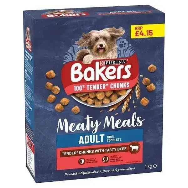 BAKERS Meaty Meals Adult Beef Dry Dog Food 1kg (Case of 5)  Adomoo