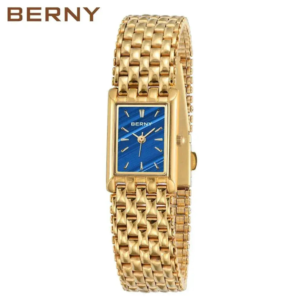 BERNY Quartz Watch for Women Luxury Fashion Women's Wristwatch Waterproof Golden Female Clock Stainless Steel Gold Ladies Watch  Adomoo