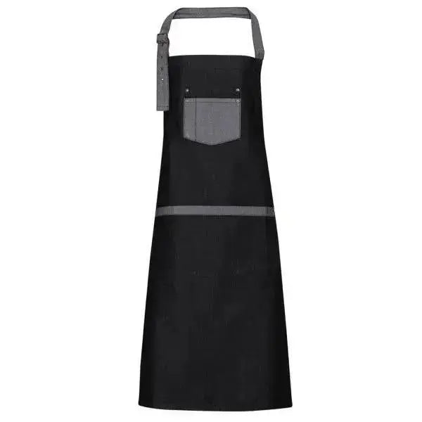 Bib Apron Contrast Denim Black, Indigo Color  Adomoo
