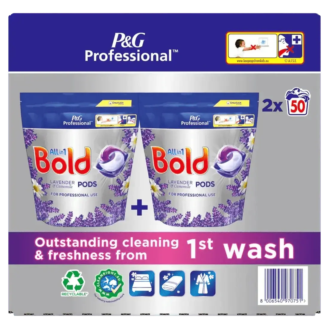 Bold All in1 Professional Pods Washing Liquid Capsules Lavender and Chamomile 2x50 Washes  Adomoo