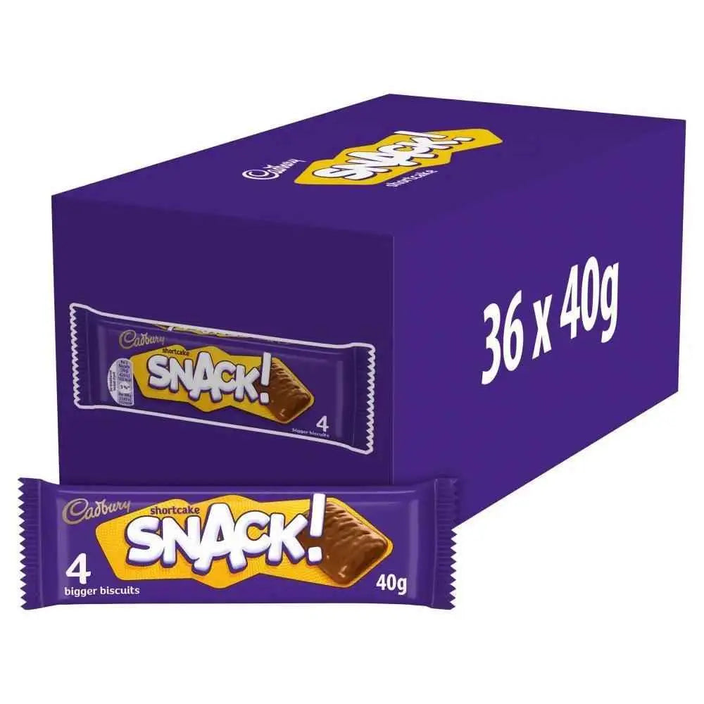 Cadbury Snack Shortcake Chocolate Biscuit 40g (Case of 36)  Adomoo