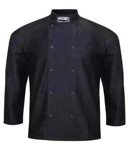 Chef Jacket Long Sleeve Denim Grey and Black  Adomoo