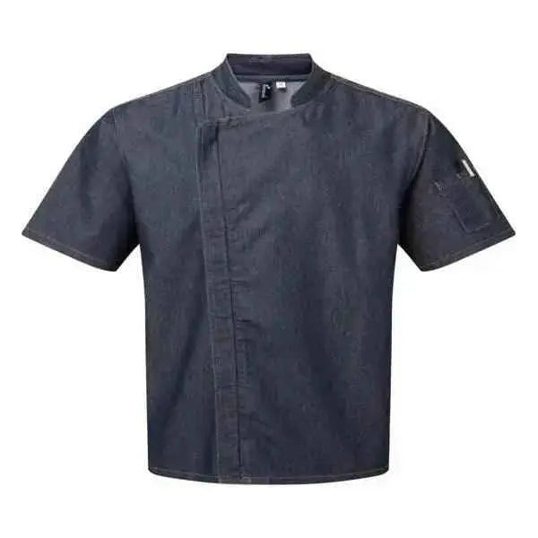 Chef Jacket Short Sleeve Denim Black and Indigo  Adomoo