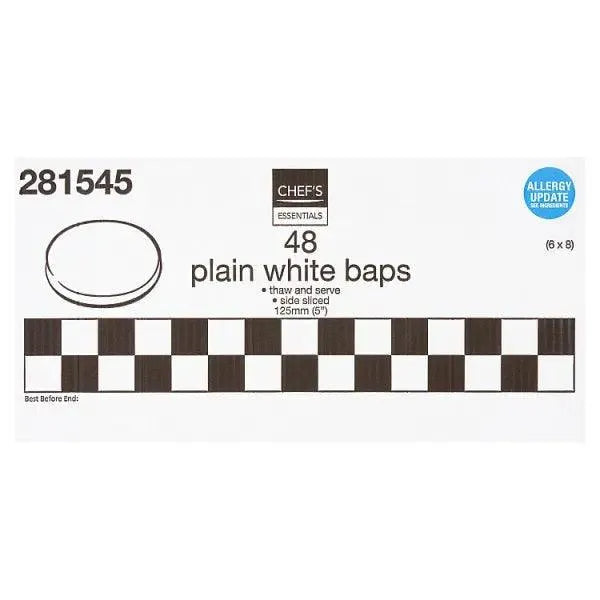 Chef's Essentials 48 Plain White Baps - Honesty Sales U.K