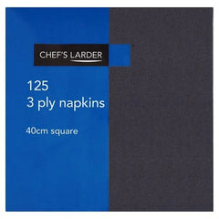 Chef's Larder 125 3 Ply Napkins Black 40cm Square - Sets of 125 - Honesty Sales U.K