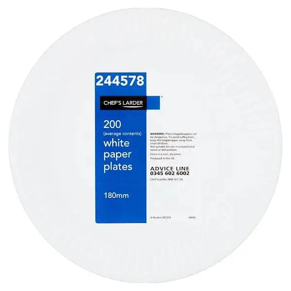 Chefs Larder 200 White Paper Plates  Adomoo