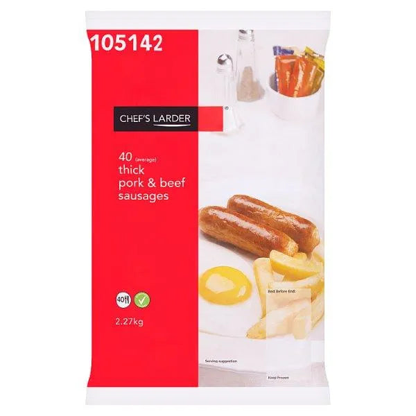 Chef's Larder 40 (Average) Thick Pork & Beef Sausages 2.27kg - Honesty Sales U.K