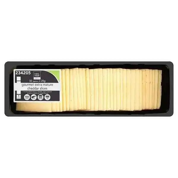 Chef's Larder Premium Gourmet Extra Mature Cheddar Slices 800g  Adomoo