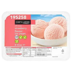 Chef's Larder Soft Scoop Strawberry Flavour Ice Cream 4 Litres  Adomoo
