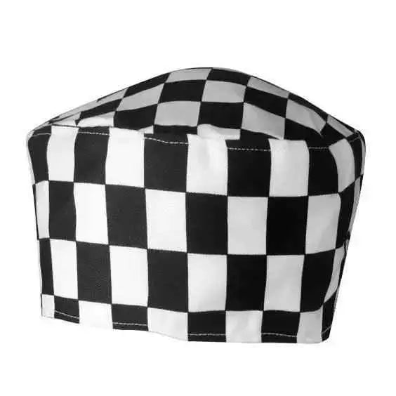 Chef Skull Cap Black-White Check - Pack of 2  Adomoo