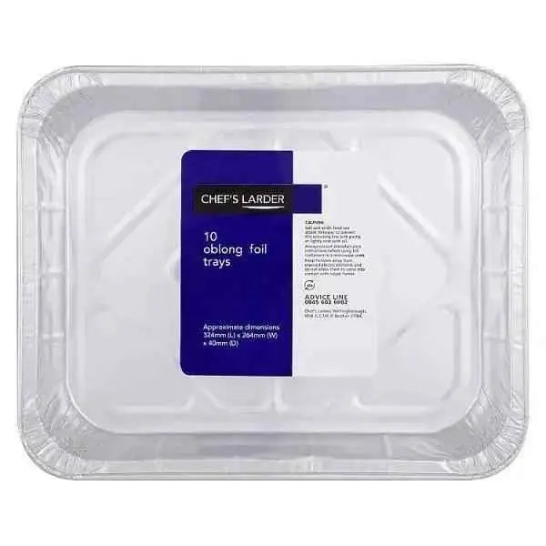 Chefs Larder 10 Oblong Foil Trays 324mm  Adomoo