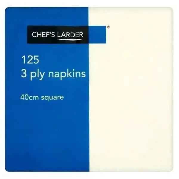Chefs Larder 125 3 Ply Cream Napkins 40 cm Square  Adomoo