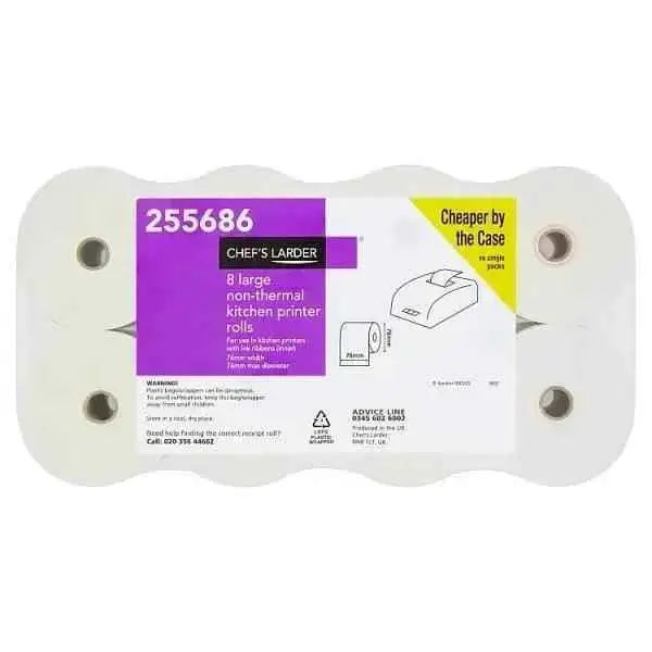 Chefs Larder 8 Large Non-Thermal Kitchen Printer Rolls  Adomoo