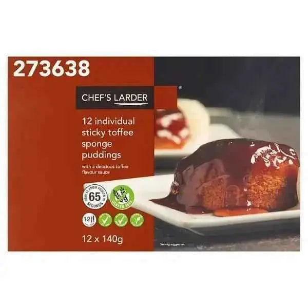 Chefs Larder Individual Sticky Toffee Sponge Puddings 12 x 140g  Adomoo