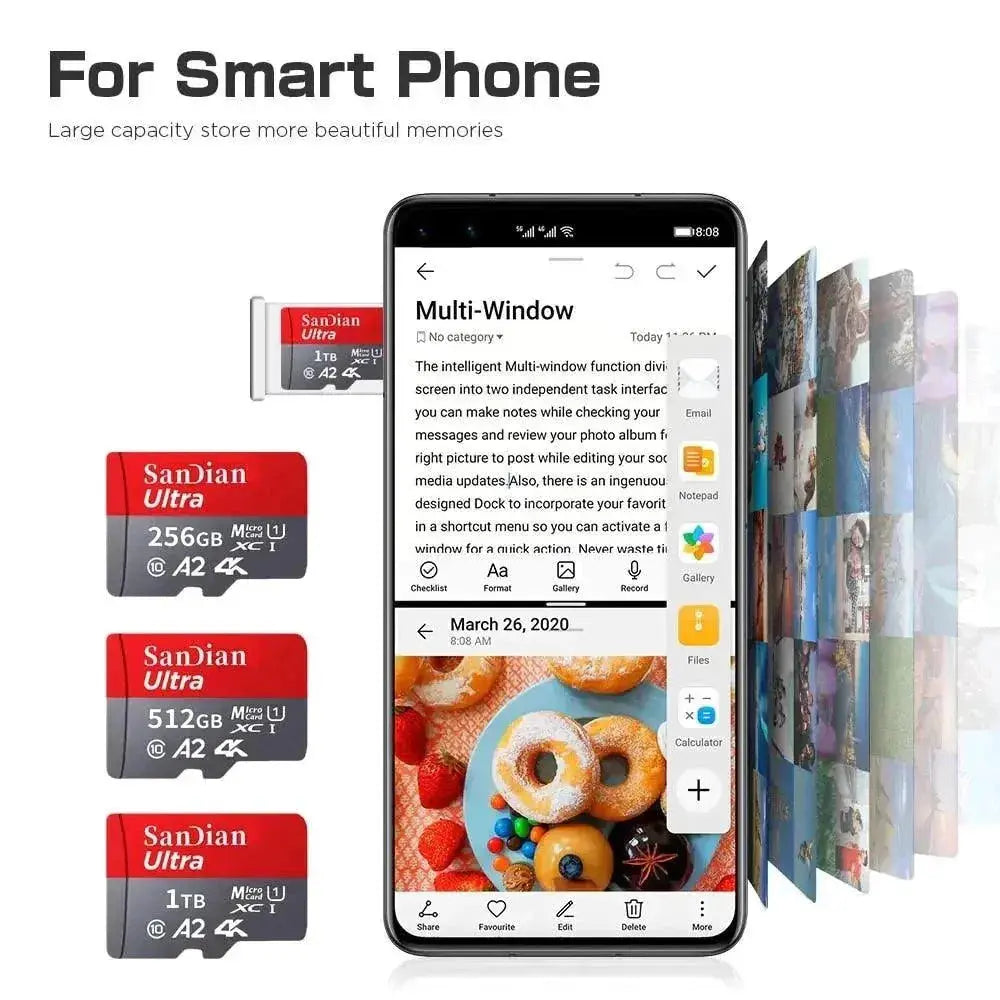 Class 10 mini sd memory card 128GB 512GB micro TF sd card 256GB 256GB 1TB Smart SD/TF cards for Phone/camera Give card reader  Adomoo