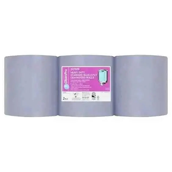 Clean Pro Heavy Duty Standard Blue 2 Ply 6 Centrefeed Rolls  Adomoo