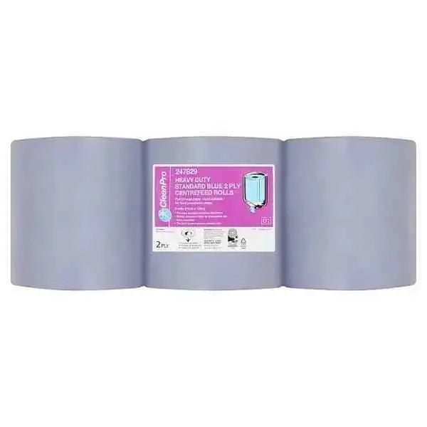 CleanPro Heavy Duty Standard Blue 2 Ply 6 Centrefeed Rolls  Adomoo