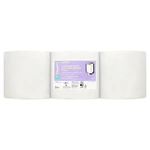 CleanPro Standard White 2 Ply 6 Centrefeed Rolls  Adomoo