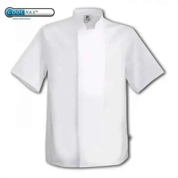 Coolmax Chefs Jacket Short Sleeve Black - White  Adomoo