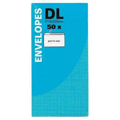 DL 50 Peel & Seal Envelopes White 110 x220mm  Adomoo