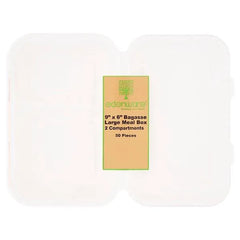 Edenware 9'' x 6" Bagasse Large Meal Box 50 Pieces - Honesty Sales U.K