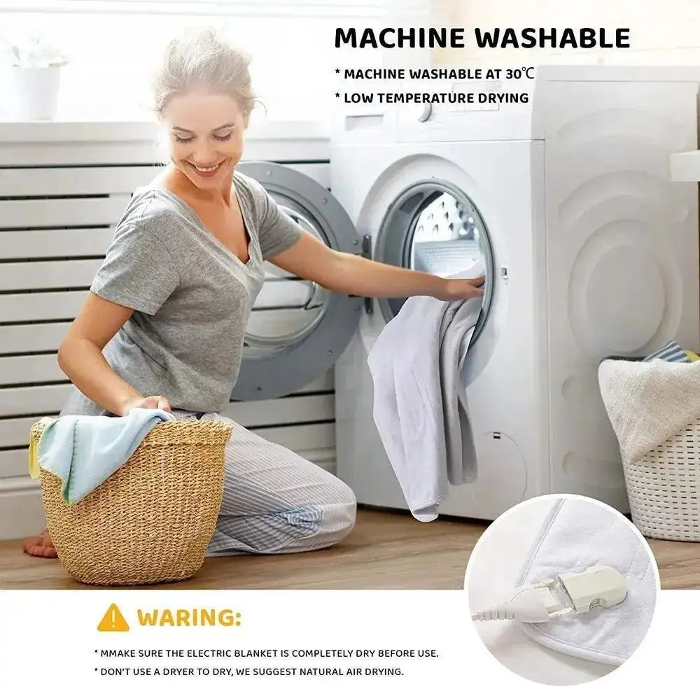 Electric Heated Blanket 3 Heat Setting Heated Mattress Cover 150x160cm  Adomoo