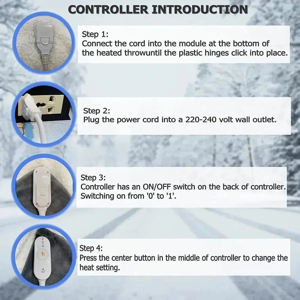 Electric Heated Blanket 3 Heat Setting Heated Mattress Cover 150x160cm  Adomoo