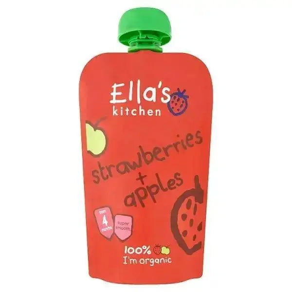 Ella's Kitchen Organic Strawberries + Apples Pouch 4+ Months 120g (Pack Of 7)  Adomoo