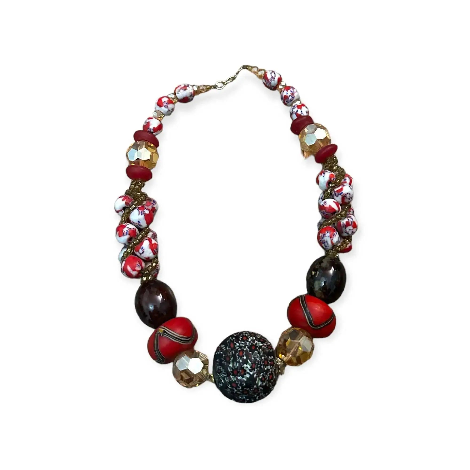 Ethnic chunky bead necklace and bangle  Adomoo