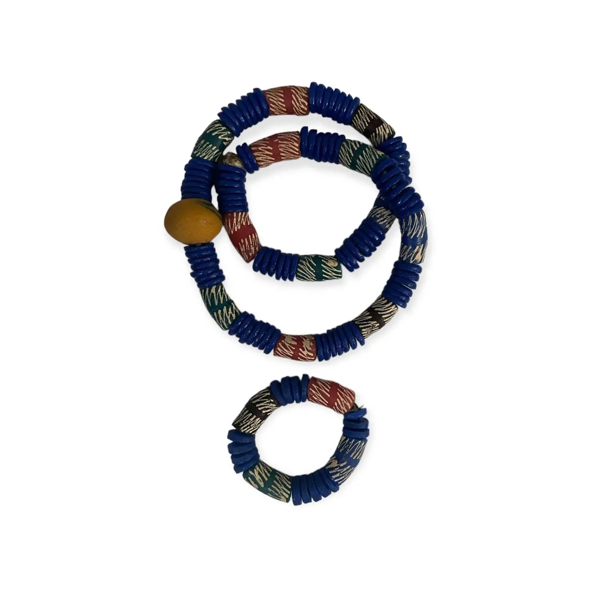 Ethnic chunky bead necklace and bangle  Adomoo